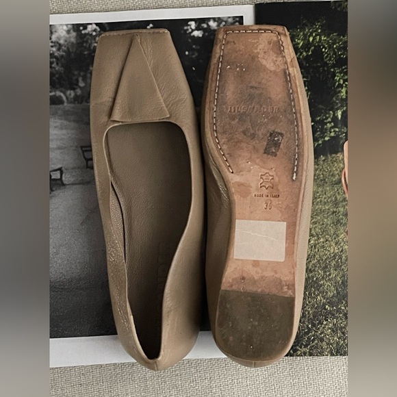 Jil Sander Square Toe Leather Ballet Flats In Tan Size 36 (US 6) - Picture 10 of 13